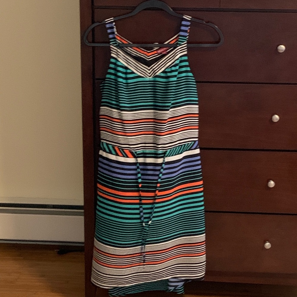 High low clinch waist draw string dress